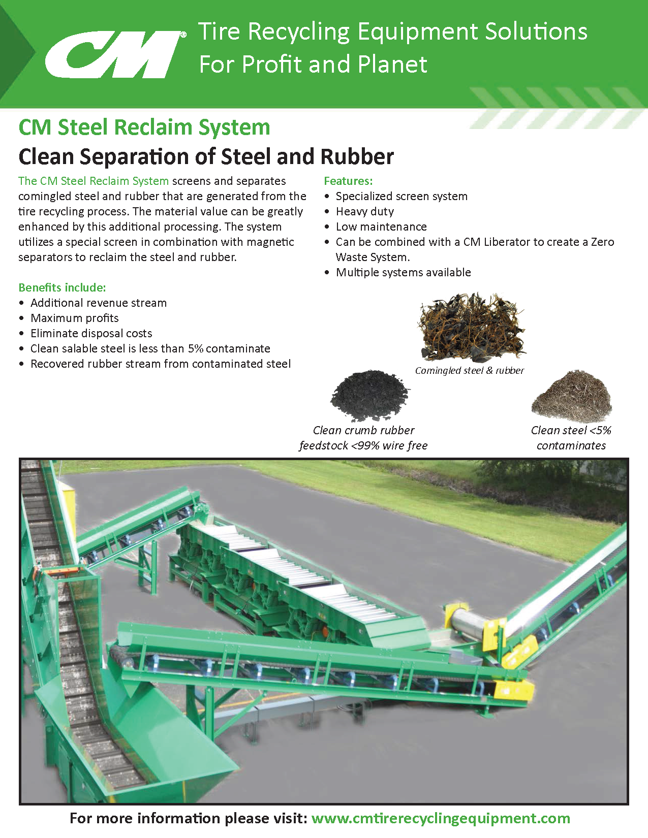 Learn more by viewing the CM Steel Reclaim System Brochure